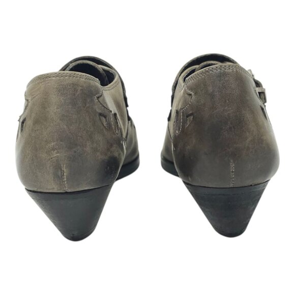 Free People Monument Western Ankle Bootie US 8.5 EU 39 Leather Double Buckle - Picture 4 of 16